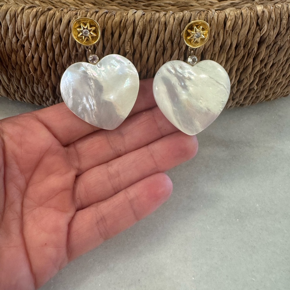 Brinker + Eliza  Heart Pearl Earrings